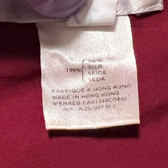 VTG 80s Rodier Womens Red Silk Blouse Short Sleeve Button Closure Padded Sz LG - Picture 7 of 11